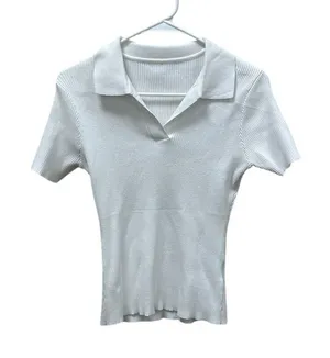 White Collared Ribbed Top size S thumbnail 1