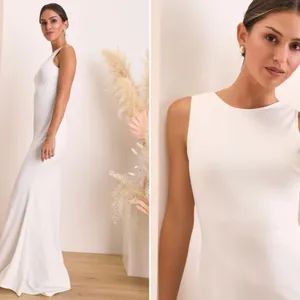 LULU's Bridal Wedding Chic Modern Sexy Minimalist Mermaid Trumpet Gown thumbnail 3