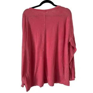 We The Free Pink Pullover Oversized Lyocell Linen Long Sleeve T-Shirt Sz Small thumbnail 2