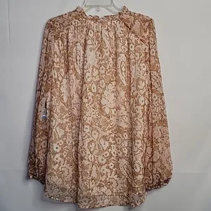 NWT Limited Edition Joie brushed clay print peasant top blouse sz Large thumbnail 8