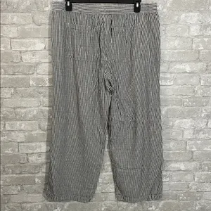 Old Navy High Rise Grey Striped Linen Wide Leg Pants thumbnail 3
