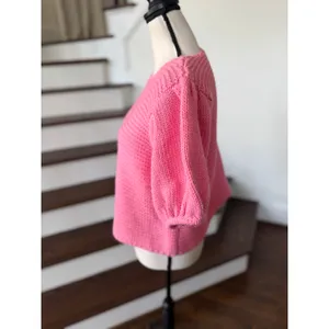 Sabo Skirt Bubblegum Pink Knit Short Puff Sleeve Sweater thumbnail 2