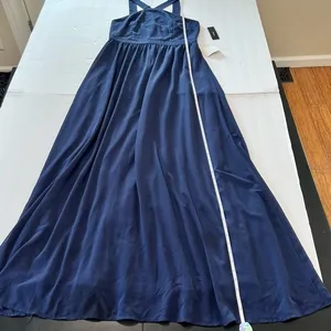 NWT Lulus Air of Romance Navy Blue‎ Maxi Dress LARGE thumbnail 10