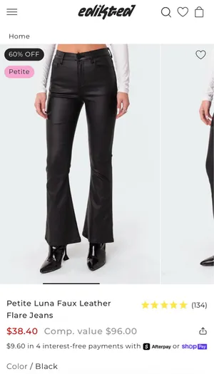 Edikted Faux Leather Flare Pants thumbnail 4