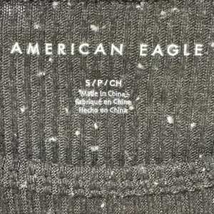 New American Eagle Black White Speckle Long Sleeve Ribbed Crop Top Women's Sz S thumbnail 6