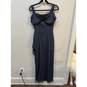Alex Evenings Cold-Shoulder Draped Metallic Gown - Smoke Size 6 Sparkle thumbnail 13