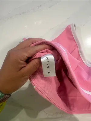 WILO pink and white ribbed pink sports bra size medium thumbnail 5