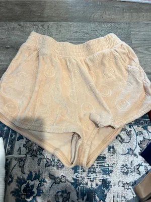Aerie Cozy Terry Cloth Lounge Shorts in Light Brown thumbnail 3