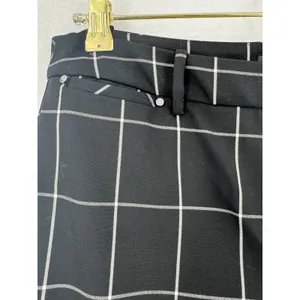 Alfani Windowpane Plaid Pants Women 8 Black White Straight Leg Stretch Trousers thumbnail 5