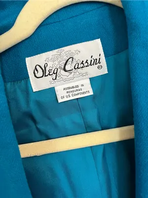Vintage Oleg Cassini Teal blue Jacket and Skirt Suit women’s size 14 office thumbnail 4