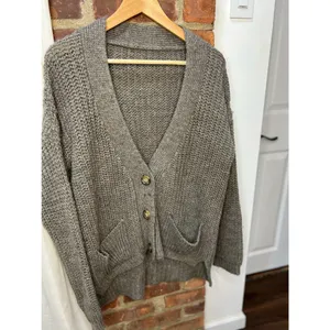 Made in Italy Slouchy Wool Cardigan 90s Oversized Grandpa Knit thumbnail 2
