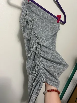 Express Asymmetrical Ruched Fringe Skirt thumbnail 2