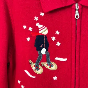 Jones NY Small Chrismtas Sweater Wool Cardigan Novelty Holiday Ugly‎ Red 1705 thumbnail 8