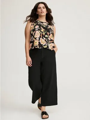 Torrid Bella Jaco Deep Black Floral Ikat Challis Sleeveless Blouse Women's 1 NWT thumbnail 5