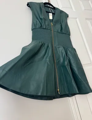 Anthropologie The Tommie Faux Leather Front-Zip Mini Shirt Dress, Size XL thumbnail 9