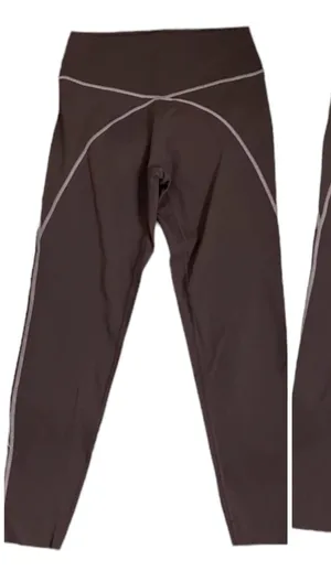 Aerie Offline brown w/blush pink trim Goals 7/8 leggings. Size m nwot thumbnail 1