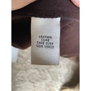 Anne Klein Leather Long Coat Brown Made in Korea Open Front Minimalist Classic L thumbnail 6