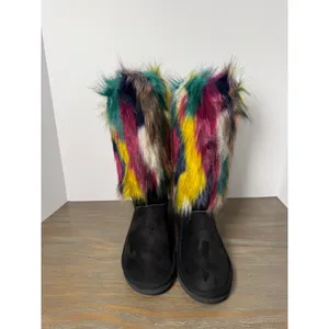 Bellini Hype Faux Fur Boots Rainbow Festival Y2K Statement Winter‎ Women's 8.5 thumbnail 7
