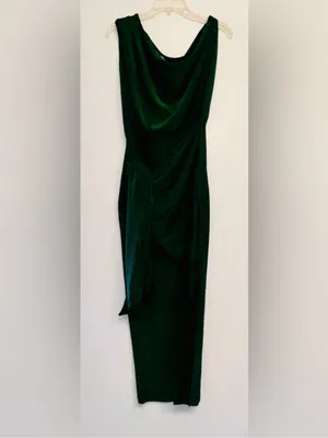 NWT Petal and Pup Midi Santiago Off Shoulder emerald metallic green dress size S thumbnail 6