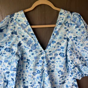 GANNI Printed Cotton Poplin Mini Dress Blue Floral Size EU 36/US 4/Small thumbnail 4