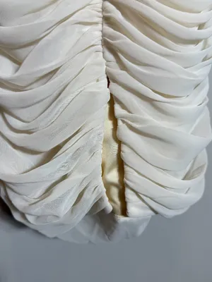 House of CB Carlotta Ruched Draped Chiffon Dress Womens XS Ivory Formal Cocktail thumbnail 14