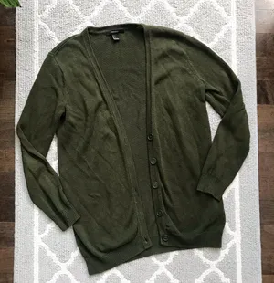 Forever21 Dark Green Long Cardigan Sweater Top thumbnail 3