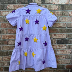 Bell Cher LSU Game Day Dress Stars Size Medium Boutique Purple Yellow Gold thumbnail 5
