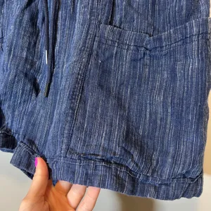 Athleta Cabo Linen Textured‎ Striped Shorts Blue Pinstripe Women's 4 thumbnail 3