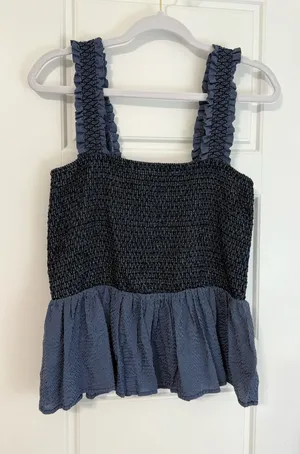 DO+BE Blue Top Tank Smocked  thumbnail 1