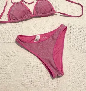 Aerie glitter pink bikini swimsuit set small XS SW2 7013 thumbnail 5