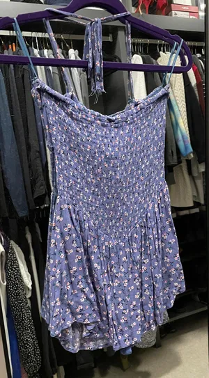 Skylar And Madison Purple Floral Smocked Knot Cutout Romper thumbnail 3