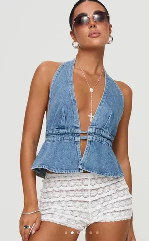 Princess Polly Sequoia Denim Top thumbnail 1