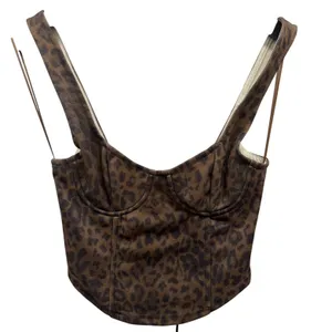 Pretty Garbage Leopard Print Lace Up‎ Corset Top Brown XS CST1919 Underwire Crop thumbnail 1
