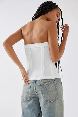 Urban Outfitters Light Before Dark Hollie Raw Seam Corset Top White thumbnail 6