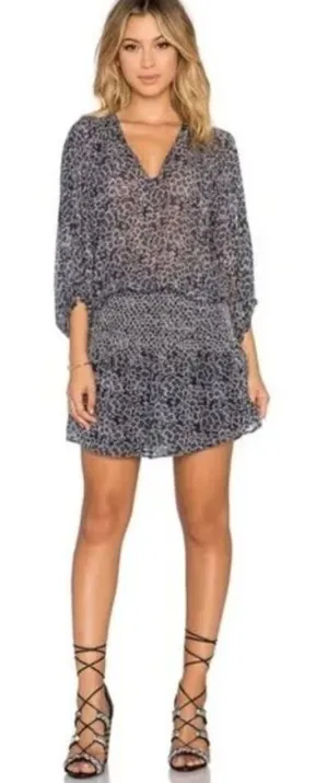 Ulla Johnson Samira Dress Silk Floral Drop Waist Mini Dress Bleu Blue Size 10 thumbnail 1