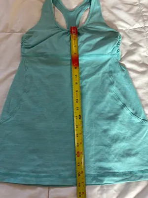 Lululemon Racerback Tank Top Aqua Blue Striped Built-In Bra Size Unknown thumbnail 5