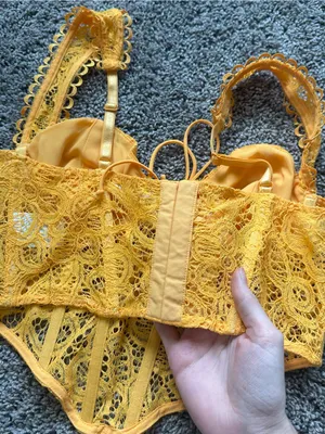 For Love & Lemgings For Love And Lemons Orange Lace Crop Bustier thumbnail 6