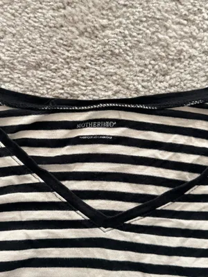 Motherhood Maternity Black & White Striped Long Sleeve Shirt thumbnail 2