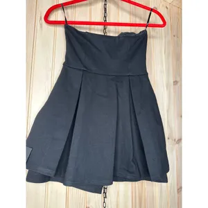 NWT Lulus Bexley Black Strapless Skort Romper Party LBD Chic Night Out Preppy S thumbnail 4