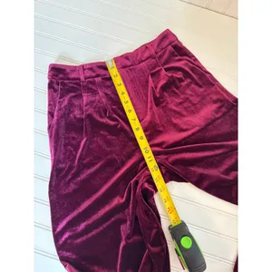Lulus Chic Splendor Wine Red Velvet Pleated High-Rise Wide-Leg Pants Luxe Size M thumbnail 9