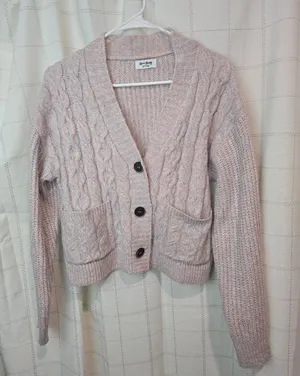 Ultra Soft Chunky Cardigan Pink thumbnail 1
