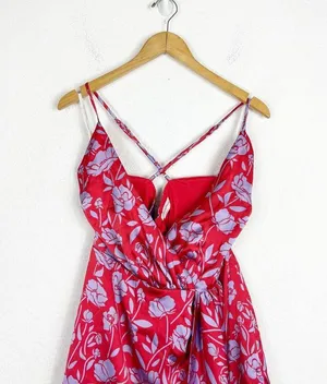 Revolve Lovers + Friends Kamala Mini Dress Medium Red Purple Floral Satin Draped thumbnail 4