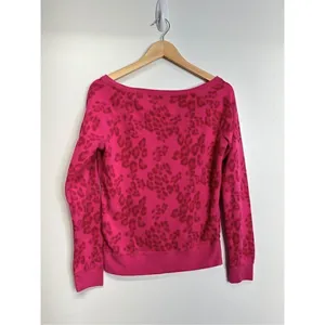 Aeropostale Sweater Womens Medium Leopard‎ Print Pink Pullover Boatneck thumbnail 4