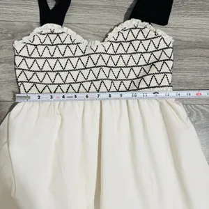 Women Ivory Smocked‎ Tiered Tie Straps Maxi Peasant Dress Size L 100% Cotton thumbnail 12