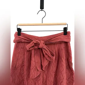 Anthropologie EttTwa Aubade‎ Mauve Tie Waist High Rise Textured Cropped Pants 4 thumbnail 4