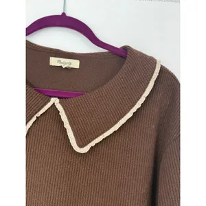 Madewell Ruffle-Collared Long-Sleeve Top Hot Cocoa Brown Size Small thumbnail 5