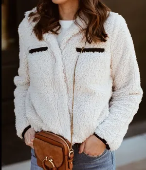 Thread and Supply trendy Teddy Jacket! So cozy and tastefully cute! Size Small! thumbnail 1