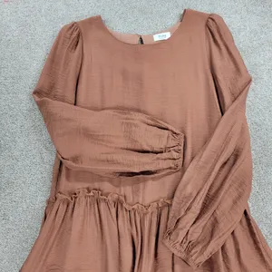 Bluivy Swing Dress Youth Medium Brown Ruffle Trim Fit & Flare Mini Lined Flowy thumbnail 11