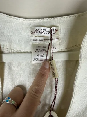 NWT MSSP/ MAX STUDIO Cream Linen Embroidered Sleeveless Dress Sz XS Sheath thumbnail 5