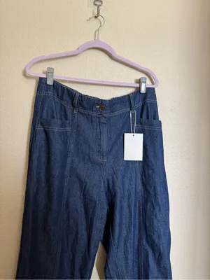 MAYE Goldie Wide Leg Crop Jeans Sz XL Indigo Blue NEW thumbnail 5